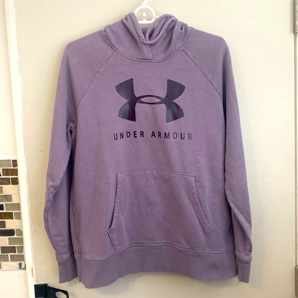 Under Armour purple hoodie with pockets in front.